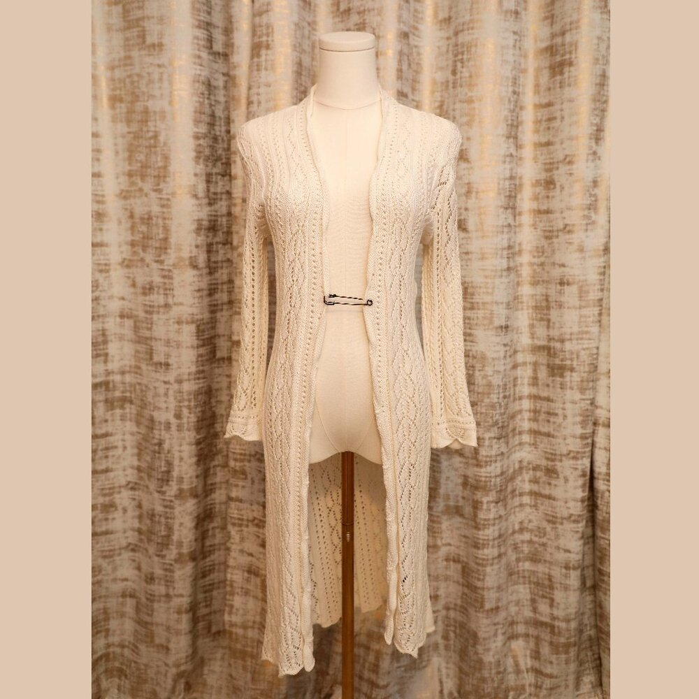 Ralph Lauren White Cotton Duster Sweater Size S